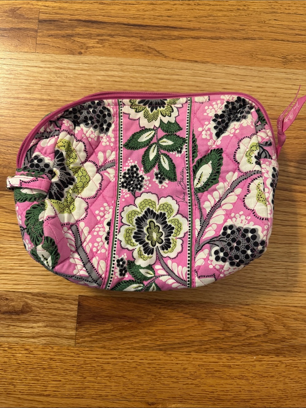 Vera Bradley Pink Floral Quilted Zip Cosmetic Case
